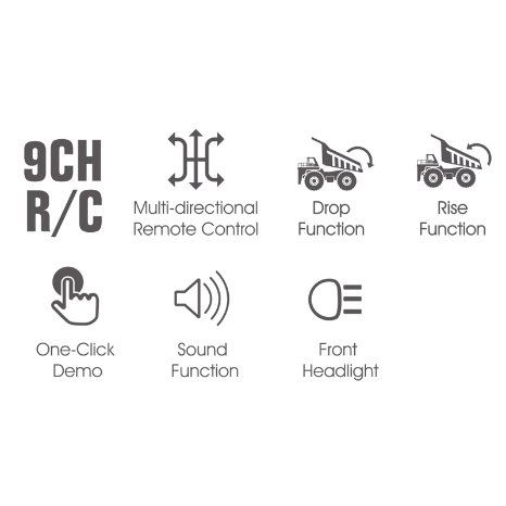 9 Channels R/C Mine Truck Dump Truck Toys Kids Radio Control Engineering Trucks Toy with Sound and Light Metal Plastic Two Versions RC Truck Toy