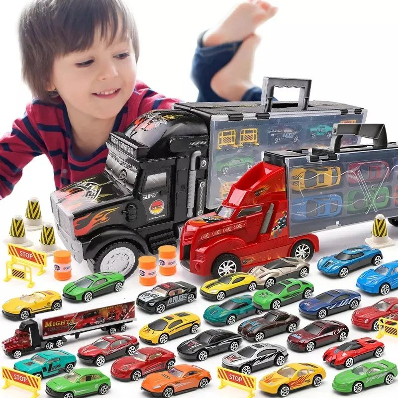 Inertia Car Friction Power Vehicle Plastic Kids Toys Playset Big Children Cabinet Truck for Boy with Music and Light for Boy