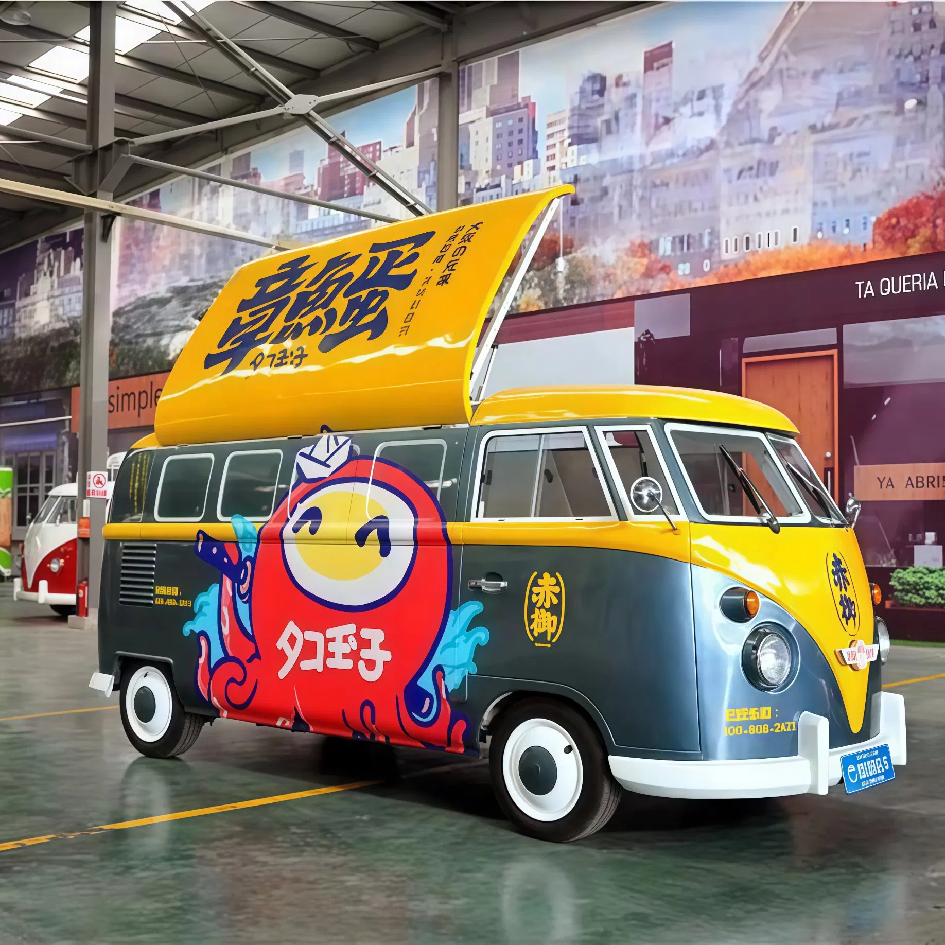 VW-T1 Combi Mobile Electric Customized Kitchen Vintage Catering Coffee Ice Cream Snack BBQ Creep Beer Juice Hot Dog Burger Food Truck Food Trailer Food Truck