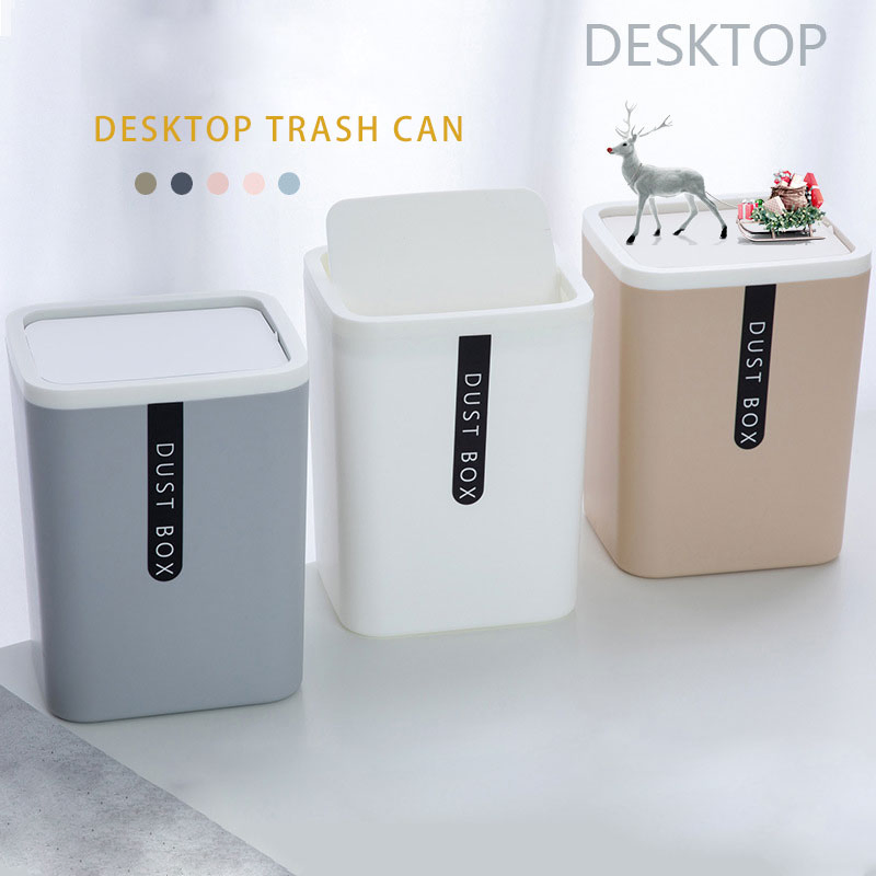 Mini Desktop Table Trash Can Car Bin Office Waste Paper Basket Bucket Garbage