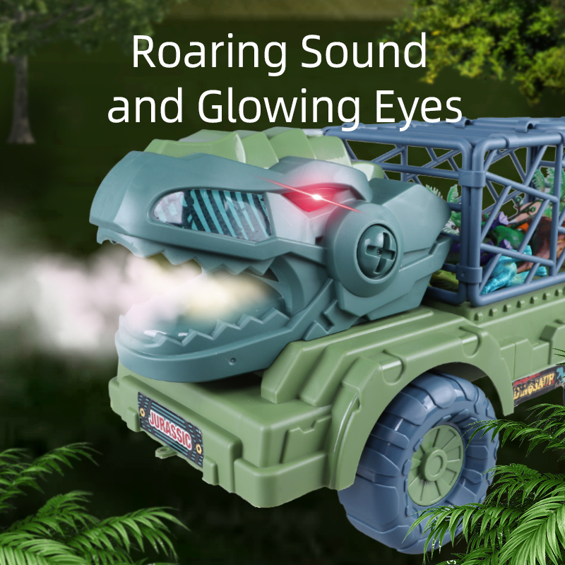 Friction Spray Diecast Vehicles Pull Line Dinosaur Truck Carrier Truck for Kids