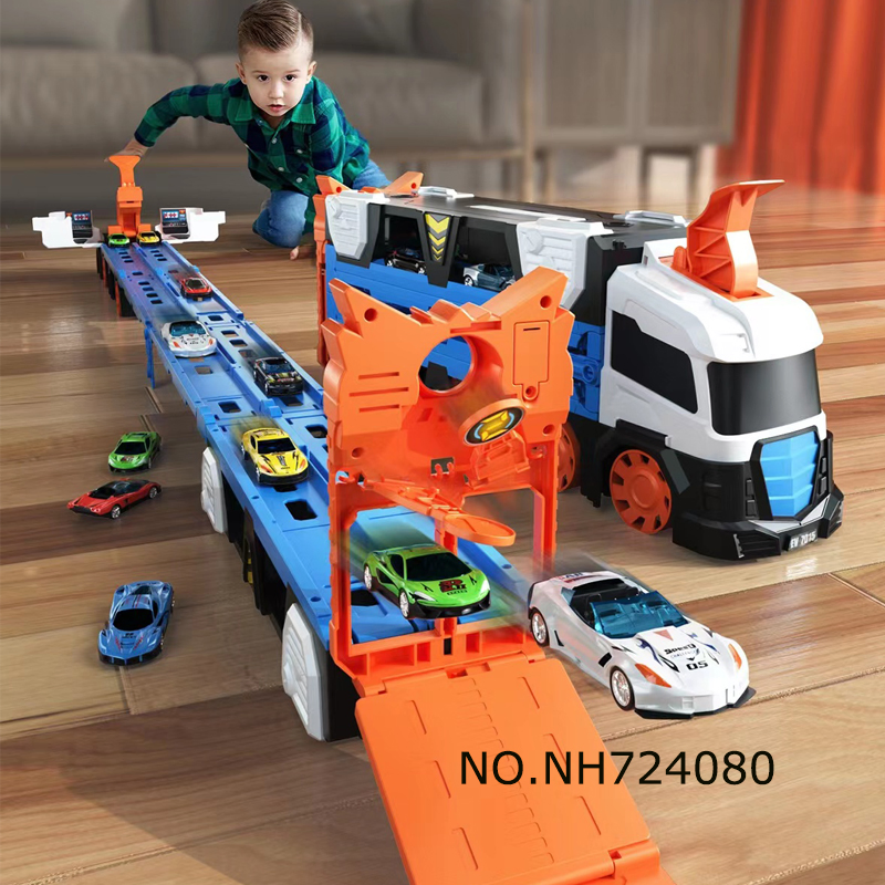 Ejection Big Fire Truck with 2 Small Cars Vehicles for Kids