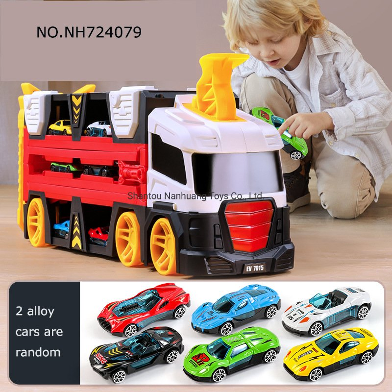 Ejection Big Fire Truck with 2 Small Alloy Cars Vehicles