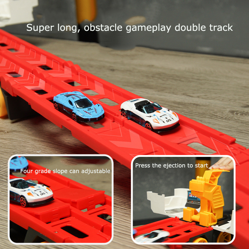 Ejection Big Fire Truck with 2 Small Cars Vehicles for Kids