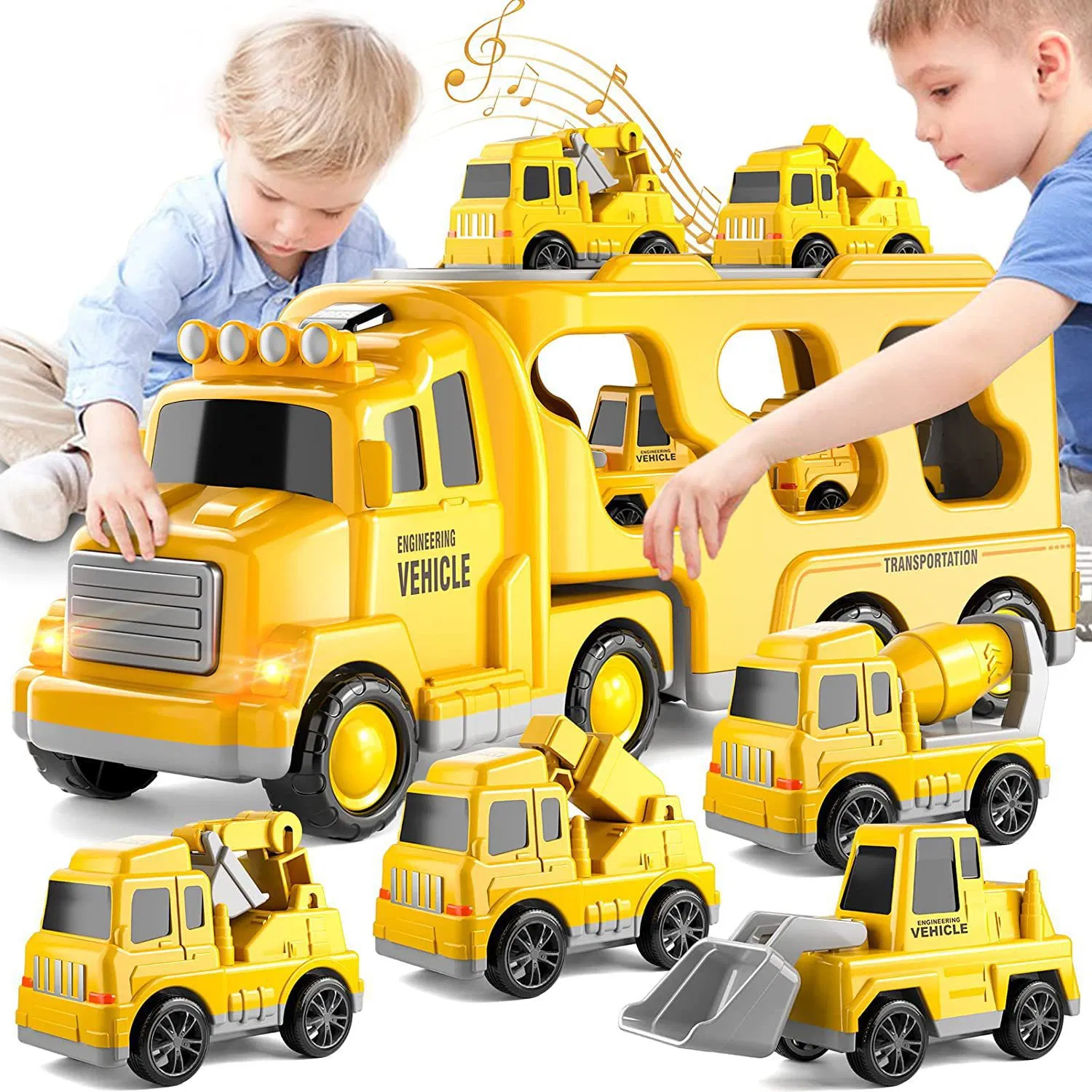 Construction Vehicles Transport Truck Carrier Toy, Kids Toys Truck for Toddler Boys Girls, Halloween and Christmas Gift