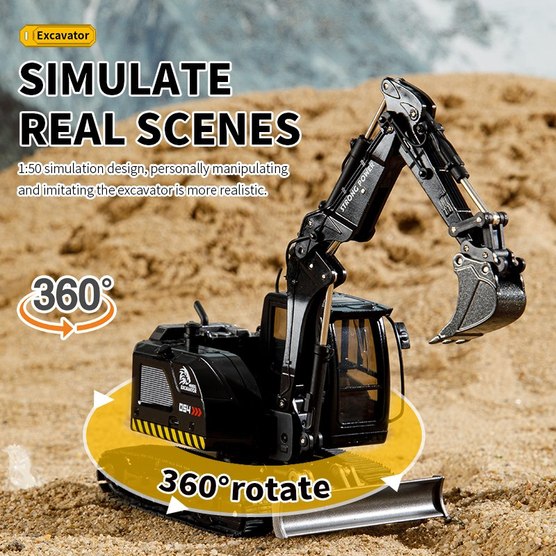 Huina 1726 1/50 Scale Diecast Digger Excavator Truck Toy Mini Metal Alloy Construction Excavator Truck Model Engineering Vehicle Toys for Kid