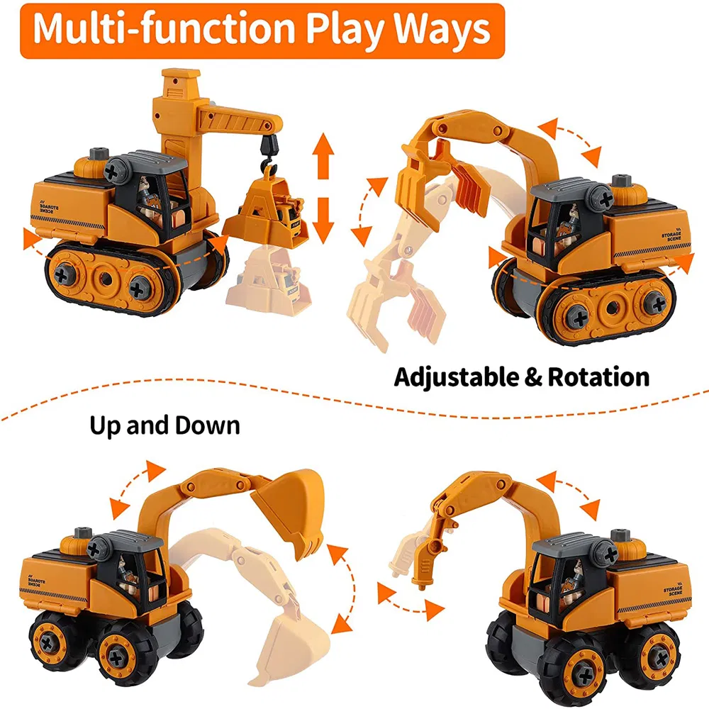 Stem Educational Building Truck Toys Gifts for Boys Girl 4 in 1 Play Trucks Set Take Apart Toy Kids DIY Building Kits Learning Engineering Play Construction Toy