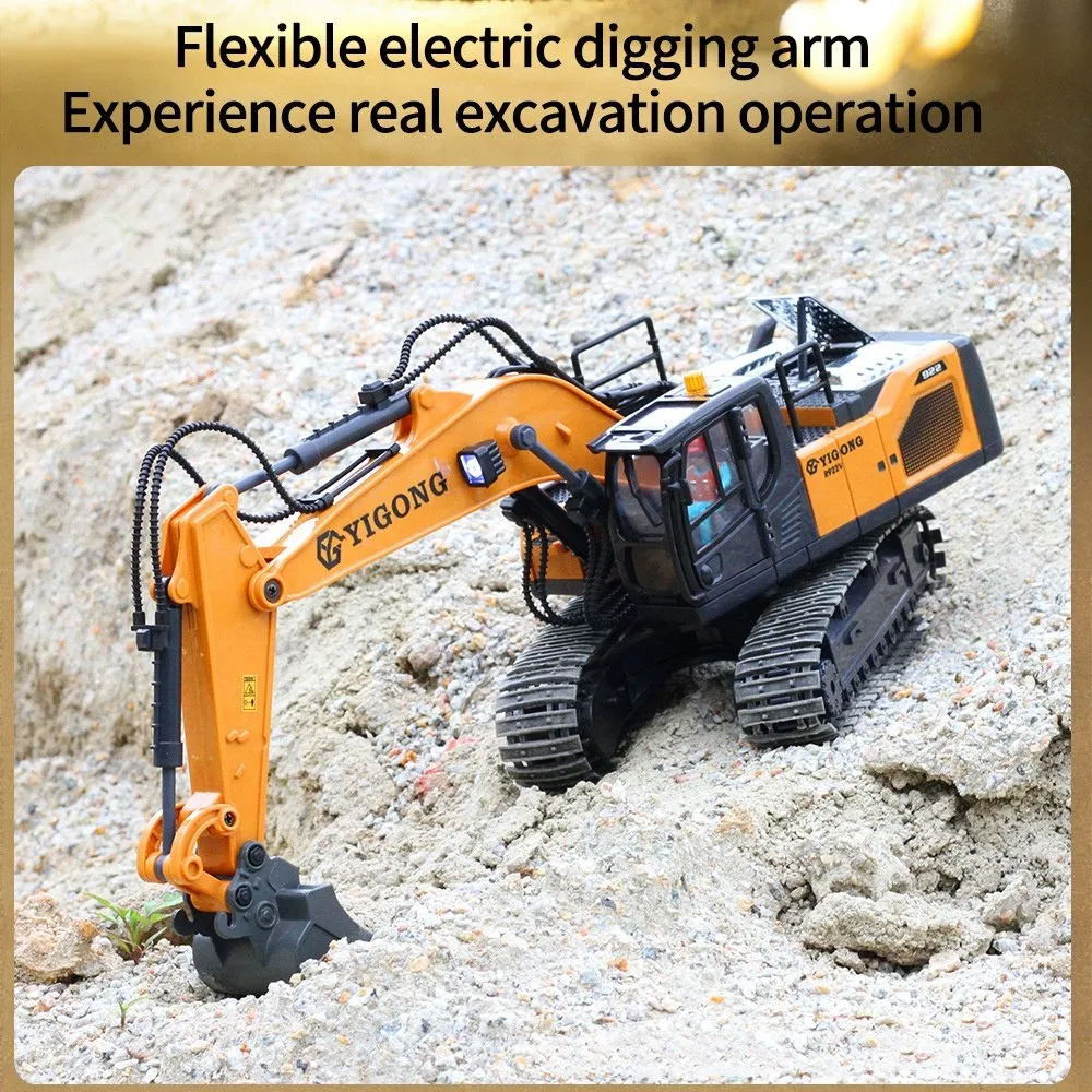 AiJH 11 Channel Metal RC Excavator Bc1060 1: 20 RC Excavator Model 2.4G Engineering with Lights Sounds RC Truck Toys