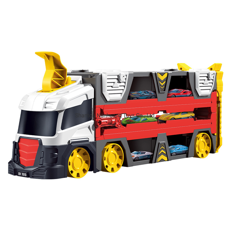 Ejection Big Fire Truck with 2 Small Alloy Cars Vehicles