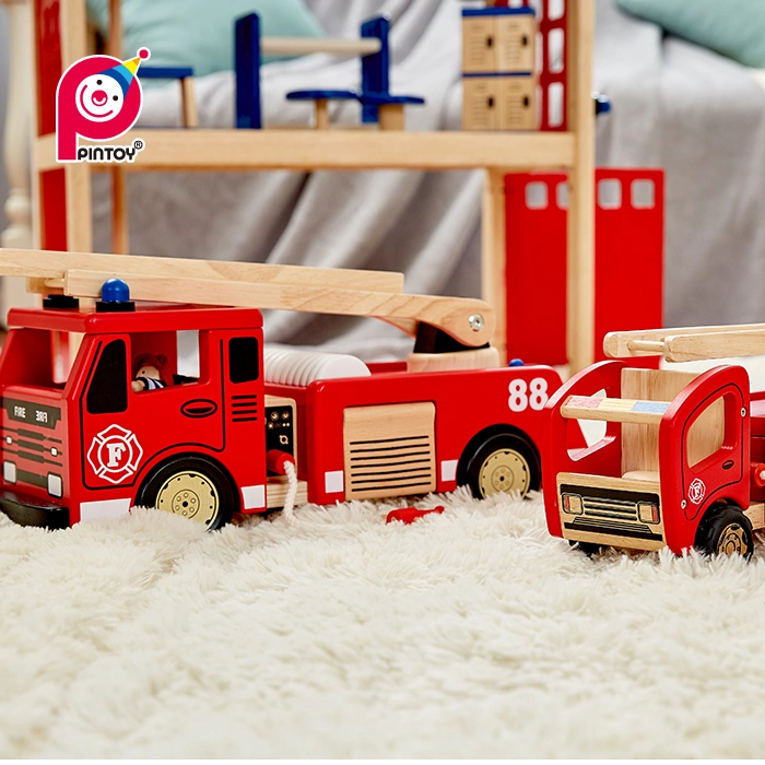 Pintoy Wooden Fire Truck Big Size