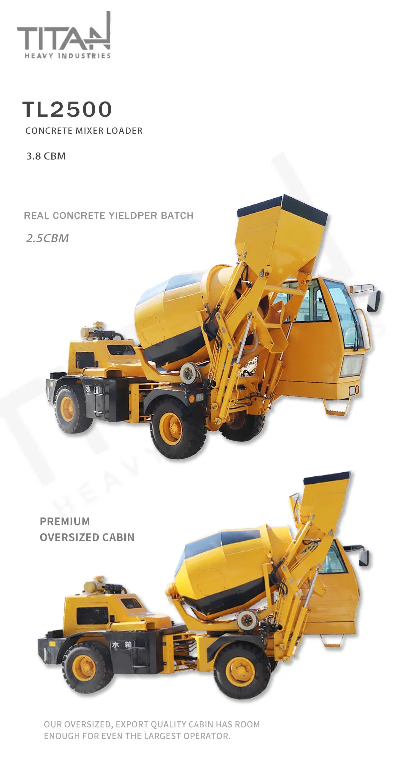 Titan TL2500 6.4ton Self Loading Concrete Mixer Truck - High-Speed 4x4 Machine with Cylinder Push Steering