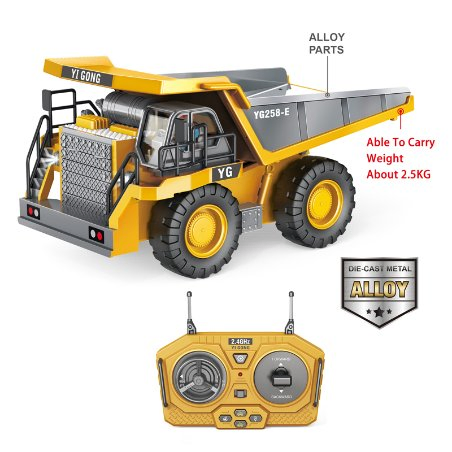 9 Channels R/C Mine Truck Dump Truck Toys Kids Radio Control Engineering Trucks Toy with Sound and Light Metal Plastic Two Versions RC Truck Toy