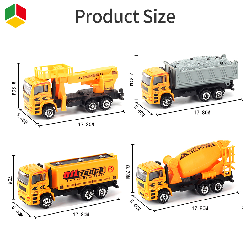 QS Toys Pull Back Functions Metal Construction Toys Diecast Set Kids Alloy Building Truck Set Diecast 1: 50 Scale Engineer Car Toys