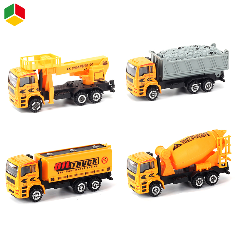 QS Toys Pull Back Functions Metal Construction Toys Diecast Set Kids Alloy Building Truck Set Diecast 1: 50 Scale Engineer Car Toys