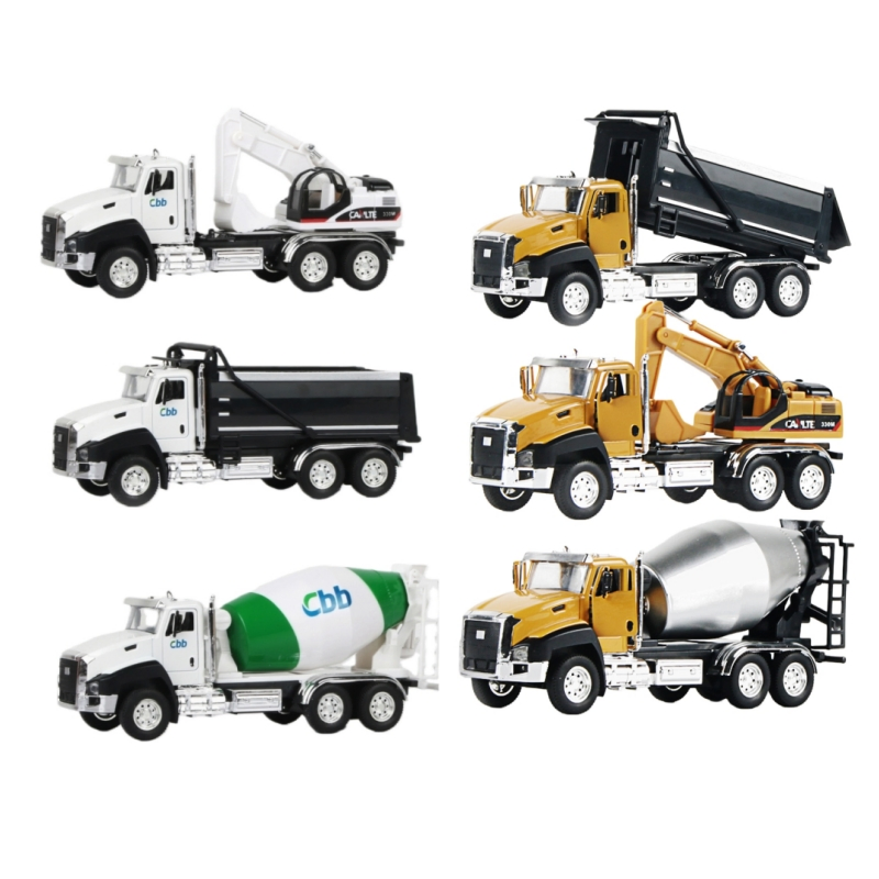 Custom Logo Avertising Metal Alloy Pull Back Mixing Truck Hook Locomotive American Dump Truck Van Diecast Model Toy Car OEM ODM