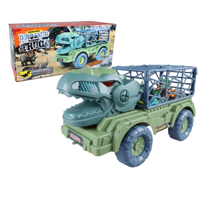 Friction Spray Diecast Vehicles Pull Line Dinosaur Truck Carrier Truck for Kids