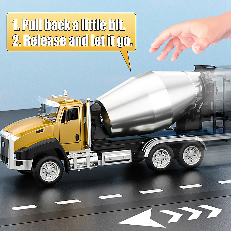 Custom Logo Avertising Metal Alloy Pull Back Mixing Truck Hook Locomotive American Dump Truck Van Diecast Model Toy Car OEM ODM
