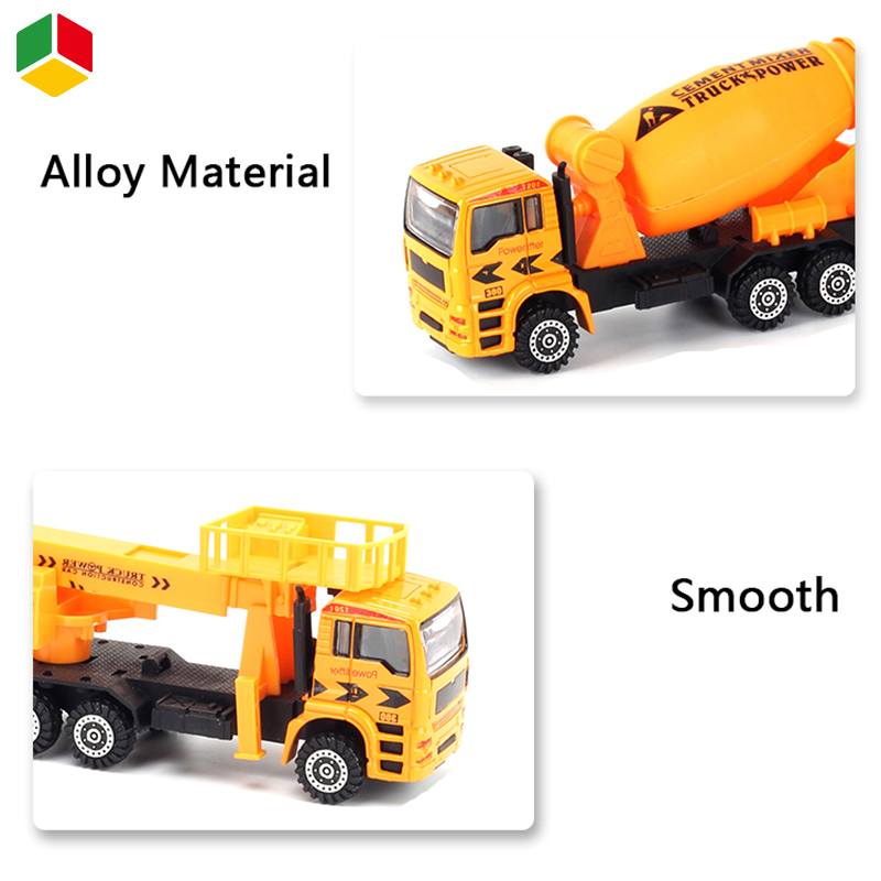 QS Toys Pull Back Functions Metal Construction Toys Diecast Set Kids Alloy Building Truck Set Diecast 1: 50 Scale Engineer Car Toys