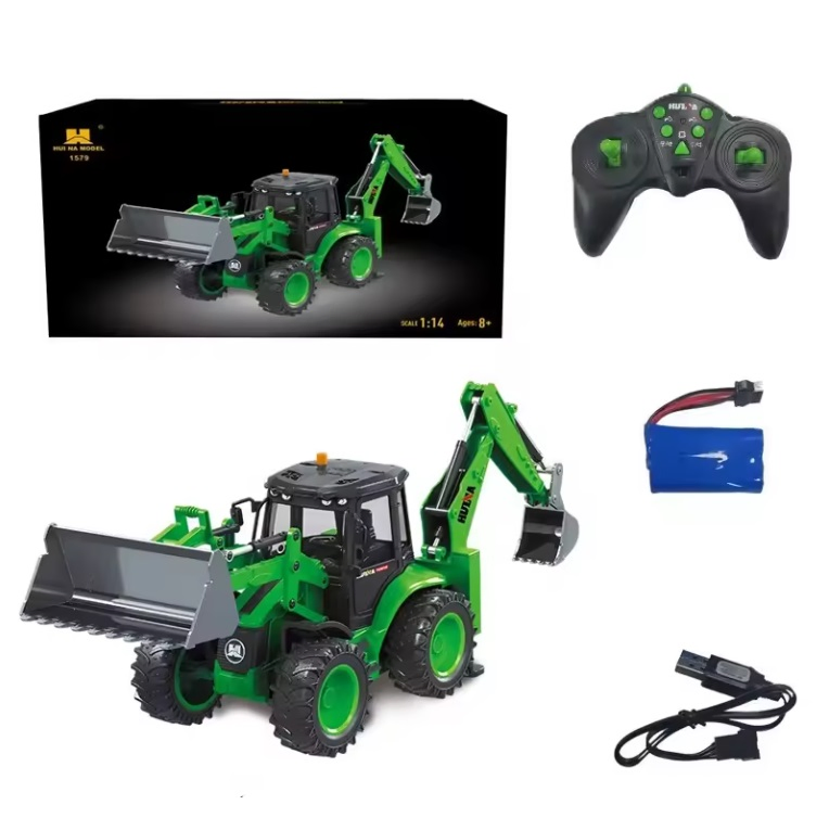 2024 Construction RC Excavator 1/14 Scale 2.4GHz 9CH Radio Control Excavator Backhoe Loader Truck Vehicle for Kids