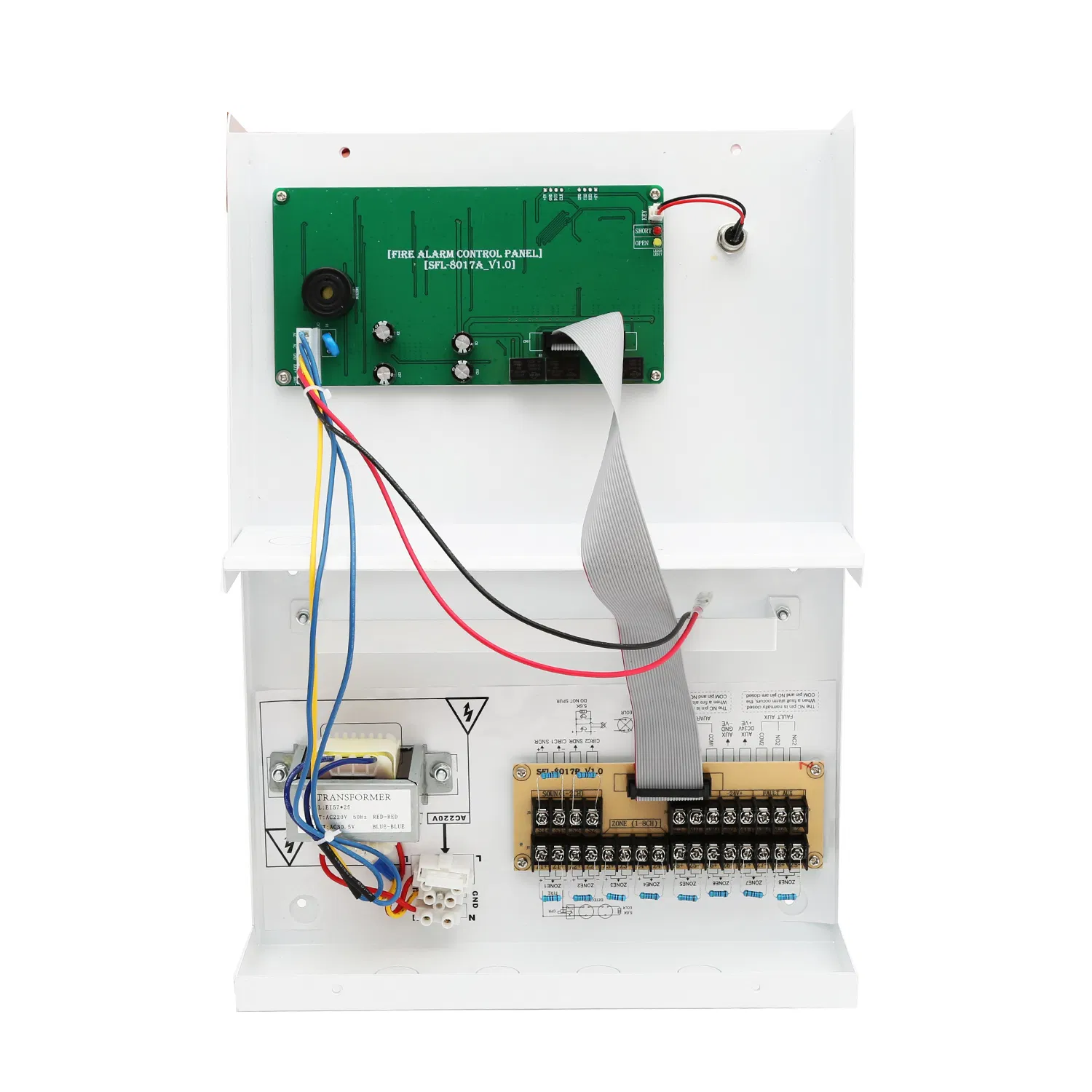 Factory Use Security Alarm System with Conventional Fire Alarm Control Panel