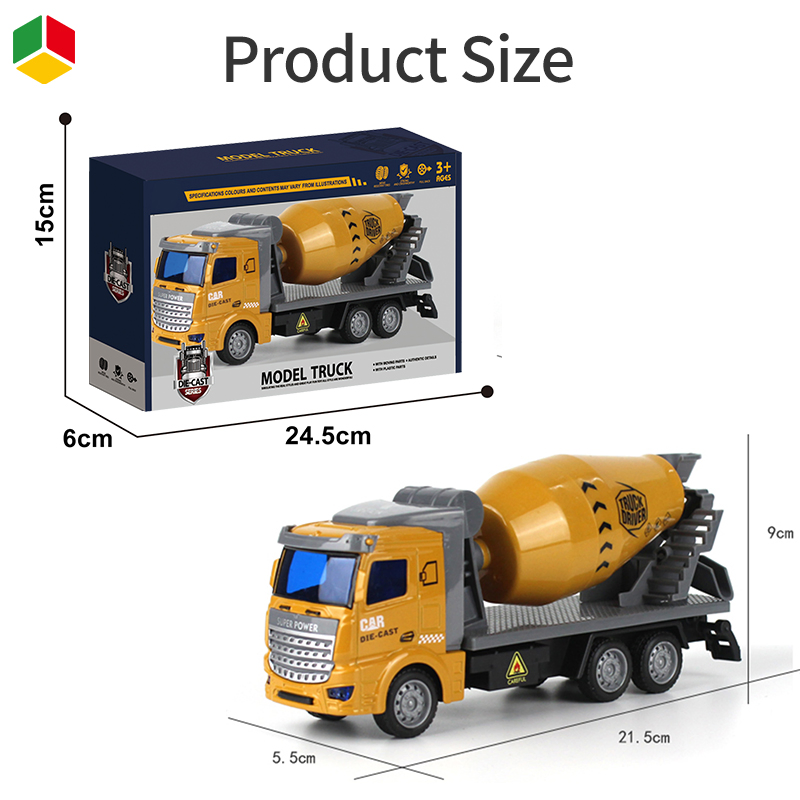 QS Hot Sell Metal Engineering Mixer Diecast Pull Back Truck Toys for Boy Birthday Gift Model Vehicle Car Toys