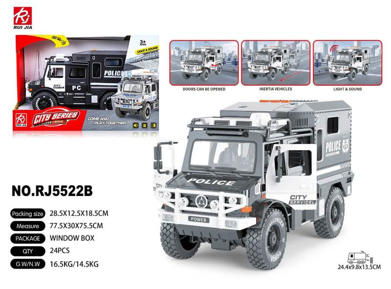 Juguete Wholesale Inertia Powered Four Wheel Drive Light and Sound Openable Door City Rescue Vehicle Model Truck