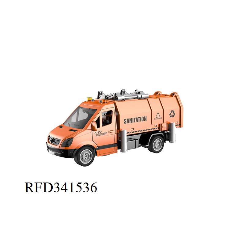 1: 16 Scale Model Inertia Friction Powered Sanitation Vehicle Garbage Truck