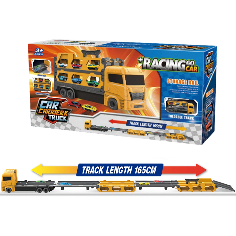 Xinbo Ejection Foldable Transportation Storage Container Truck Model Car 6 Mini Metal Vehicle for Kids Alloy Diecast Toys