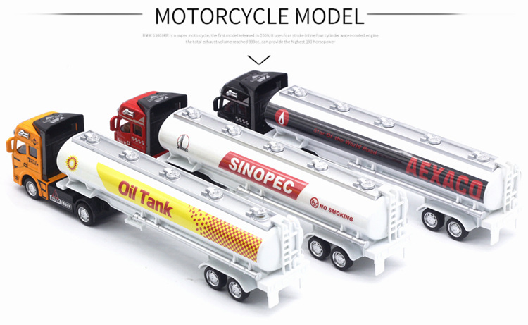 QS 1/50 Diecast Metal Car Toys Oil Tank Tailer Truck Model Toy for Boy Collection Truck Toy