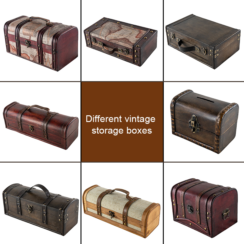Vintage Wooden Hand Case Antique Portable Gift Box Multi Storage Box Jewelry Case Diamond Stone Keepsake Treasure Chest
