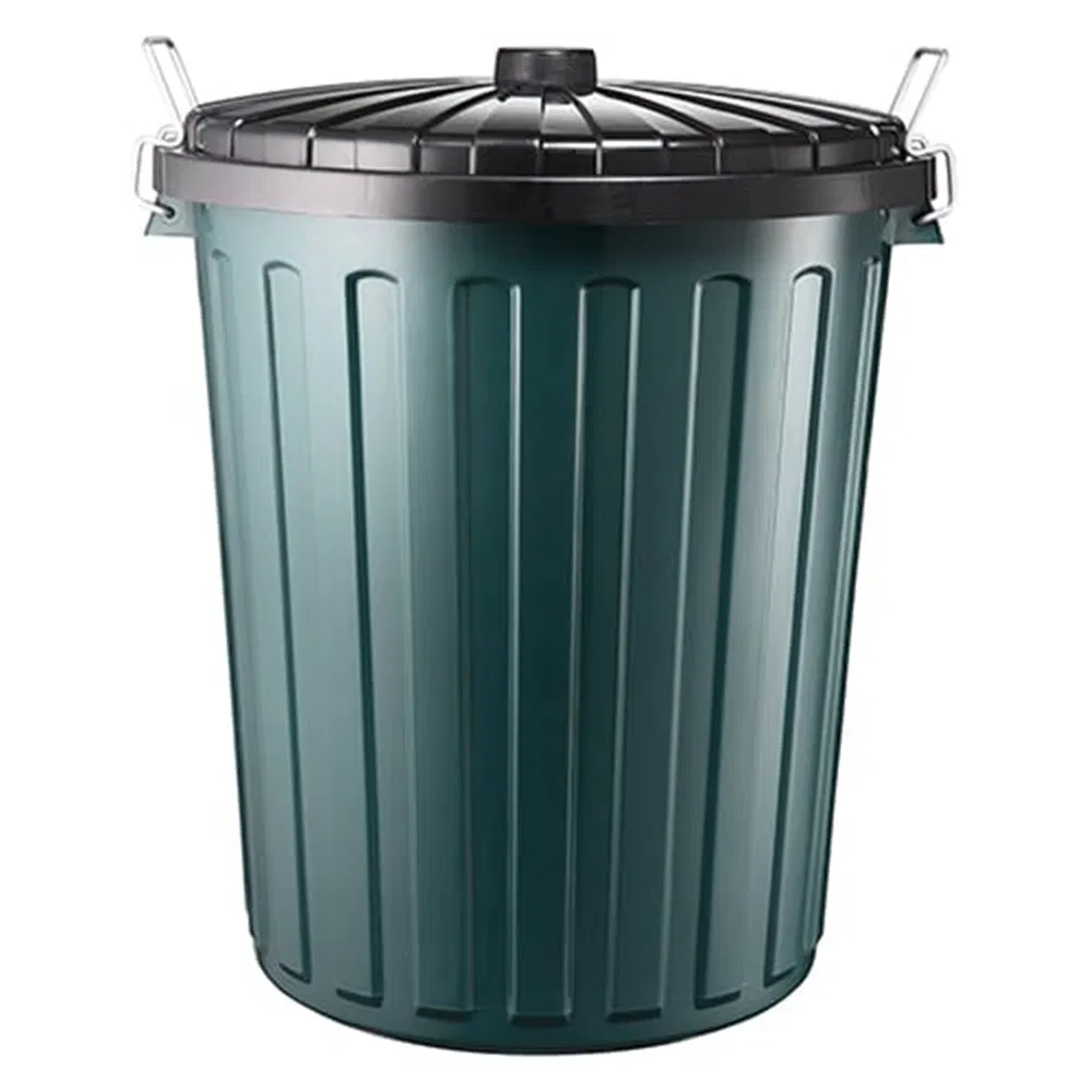 Plastic Garbage Bin Green with Latch on Lid Rubbish Bin 55L &amp; 73L