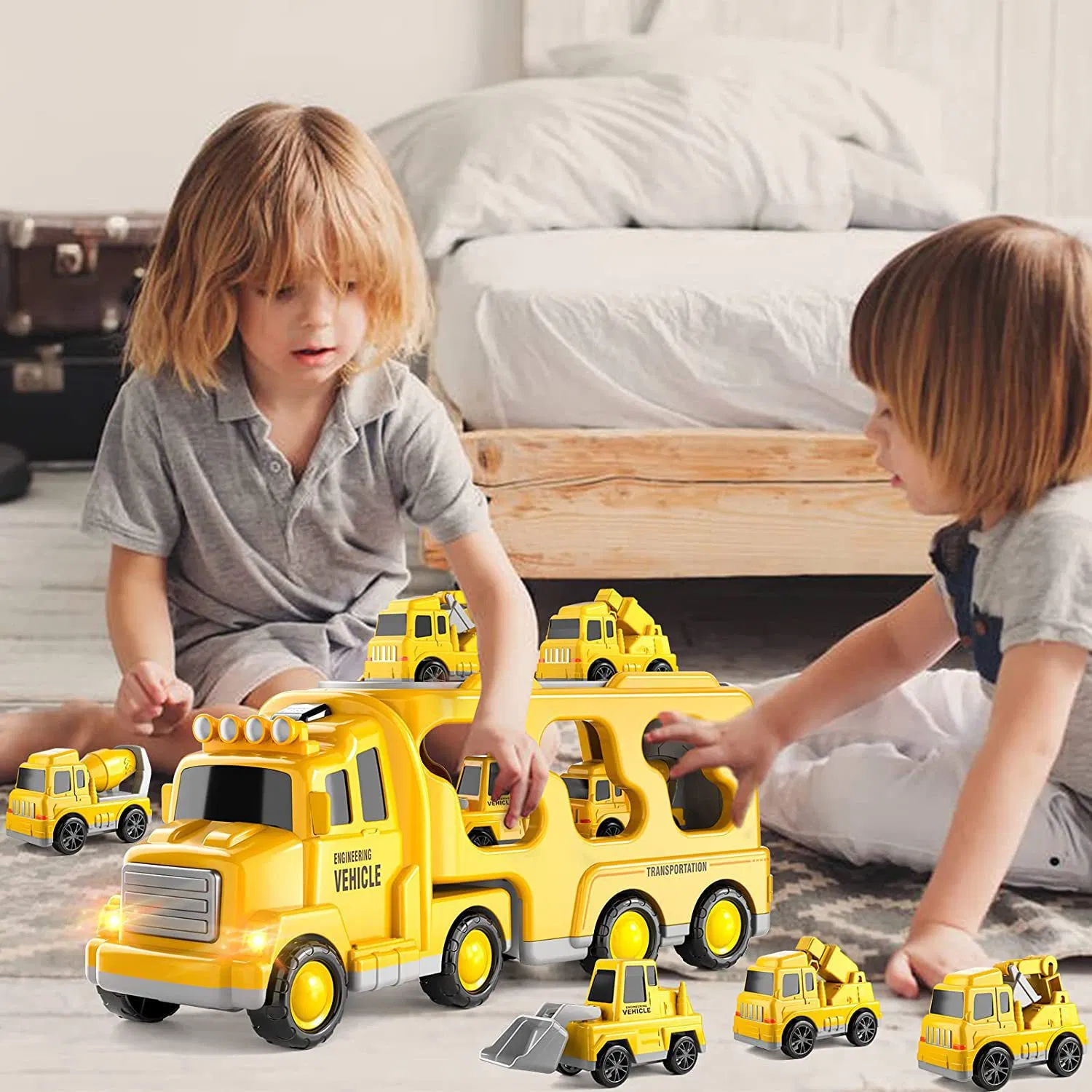 Construction Vehicles Transport Truck Carrier Toy, Kids Toys Truck for Toddler Boys Girls, Halloween and Christmas Gift