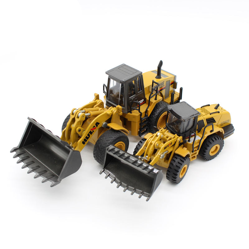 Huina 1913 1: 40 Diecast Stastic Alloy Bulldozer Truck Metal Wheel Loader Car Model Toys Children Educational Toy for Kid