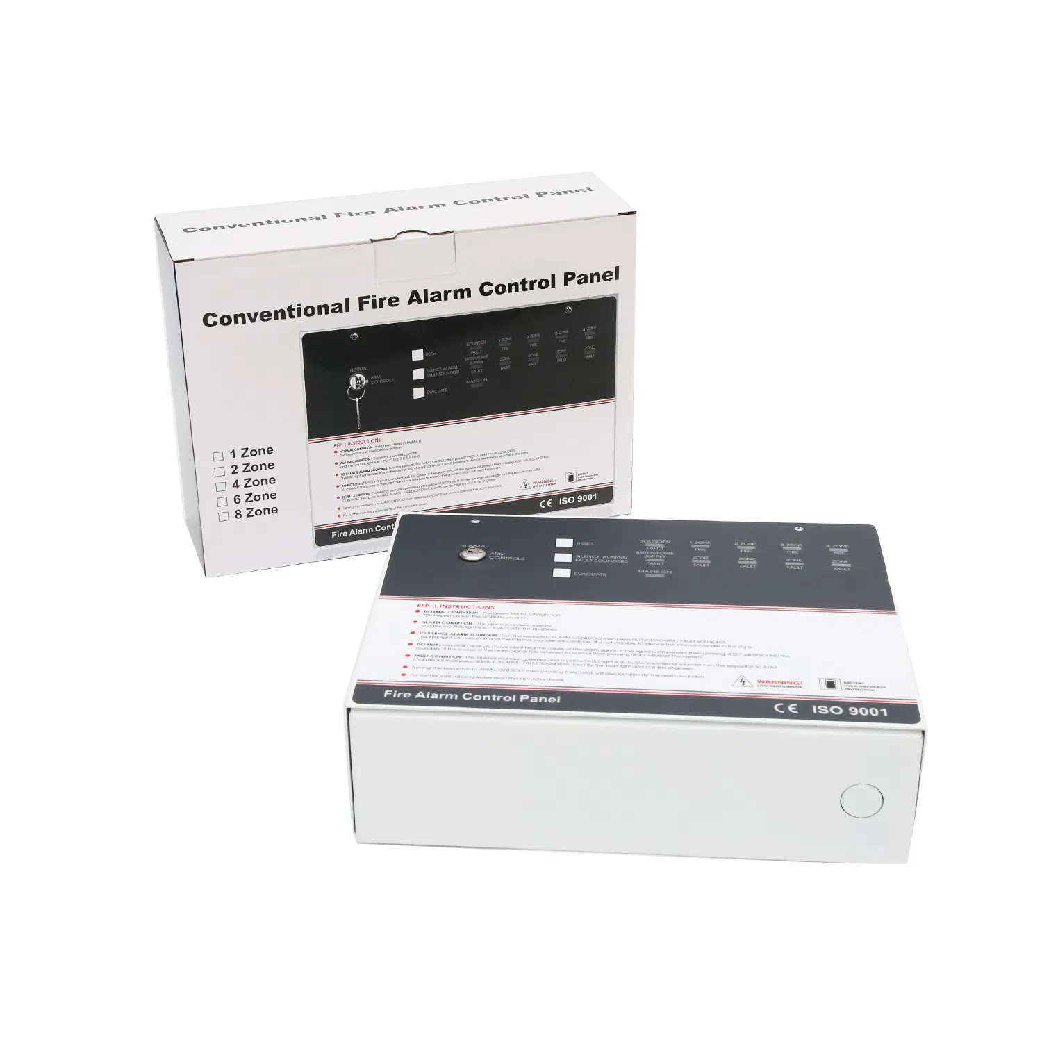 Factory Use Security Alarm System with Conventional Fire Alarm Control Panel
