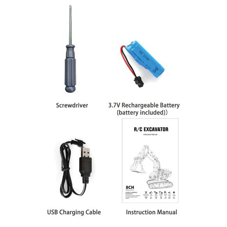 8 Channels Remote Control Engineering Car Toys 1: 22 Plastic Die-Cast Two Versions Excavator Truck Toy with Light and Sound Emulational Truck RC