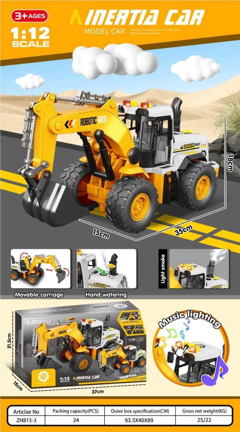 Juguete Wholesale Cartoon Inertia Construction Vehicle Toy Single Display Box Kids Model Truck
