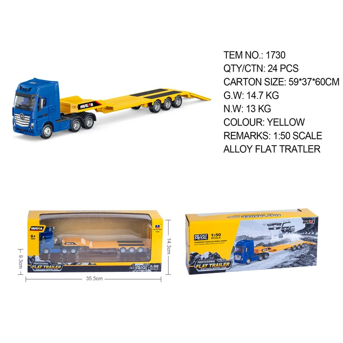 Kids Model Metal Die Cast Car Friction Tow Trailer Truck Toy