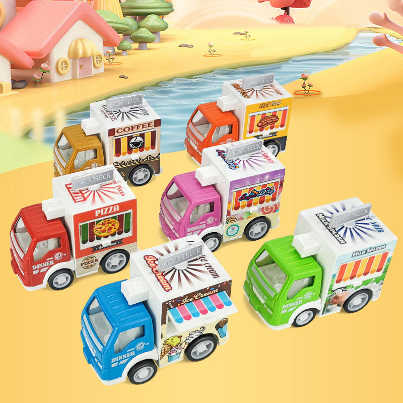 1: 64 Die Cast Pull Back Food Truck Mini Metal Toy Truck