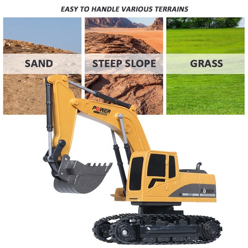 Samtoy 1: 24 Scale 6CH Metal 360 Rotation Toy Construction Vehicles Radio Control RC Excavator Remote Control Trucks with Light