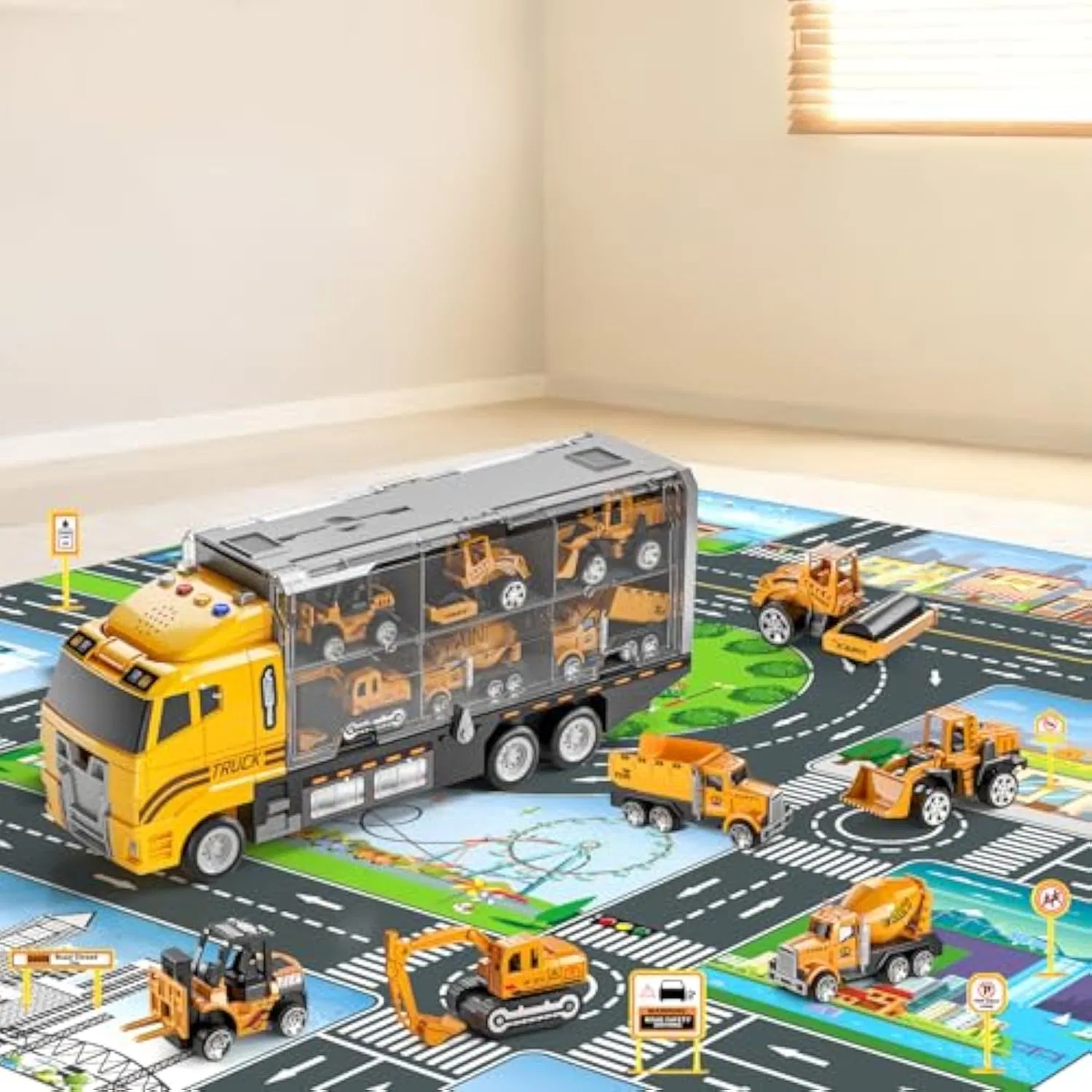 Toddler Construction Truck Toy Set with Play Mat Die Cast Cars Wholesale