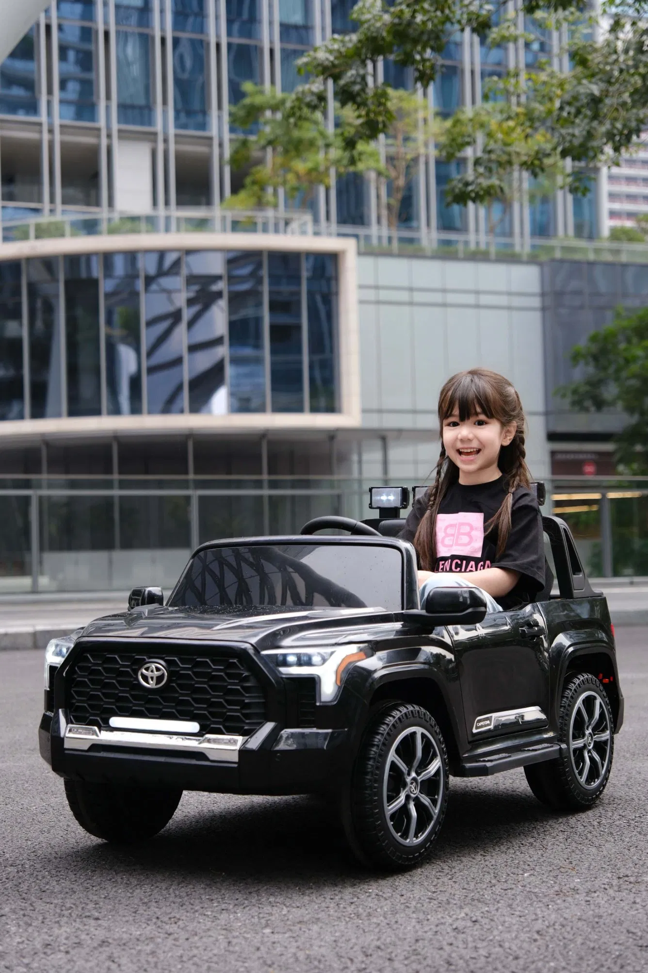 Official Toyota Kids Pickup Truck Electric Ride-on Toy with Bluetooth &amp; LED Lights-Black