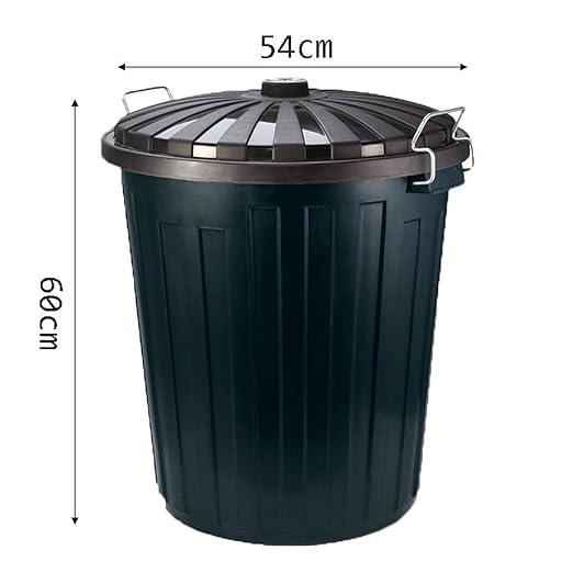 Plastic Garbage Bin Green with Latch on Lid Rubbish Bin 55L &amp; 73L