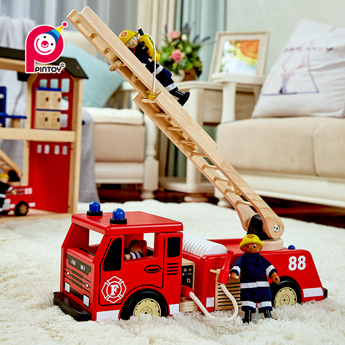 Pintoy Wooden Fire Truck Big Size
