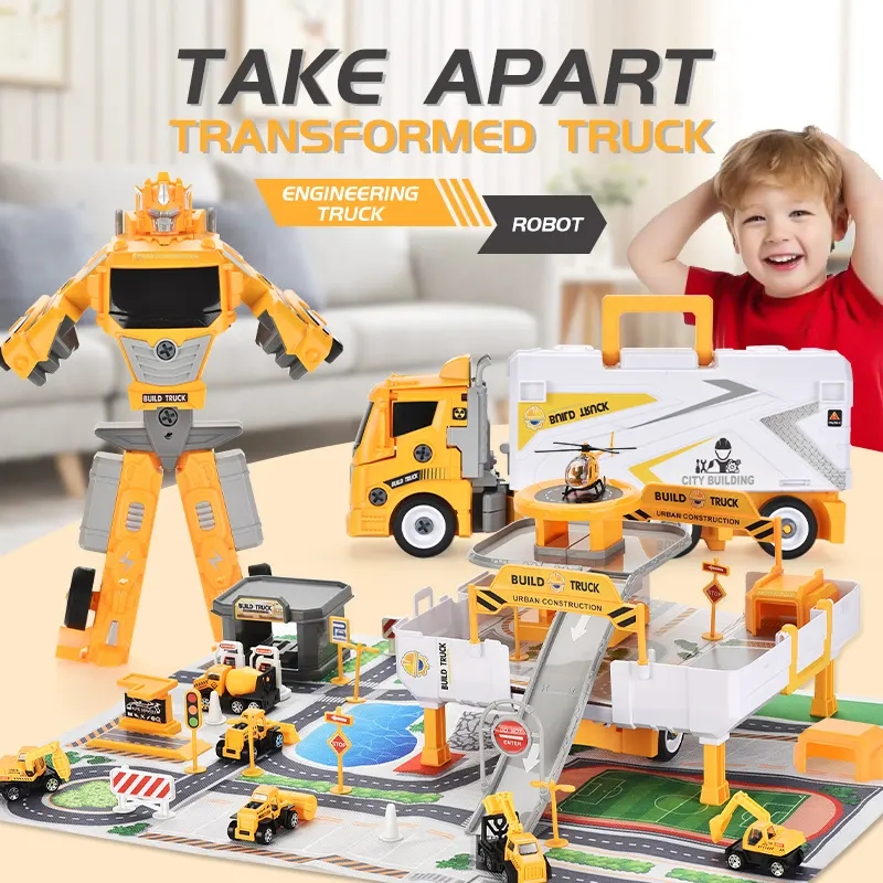 Alloy Car Movable Side Chute Receivedisassembly and Assembly Deformation Robot Engineering Storage Kit Container Truck