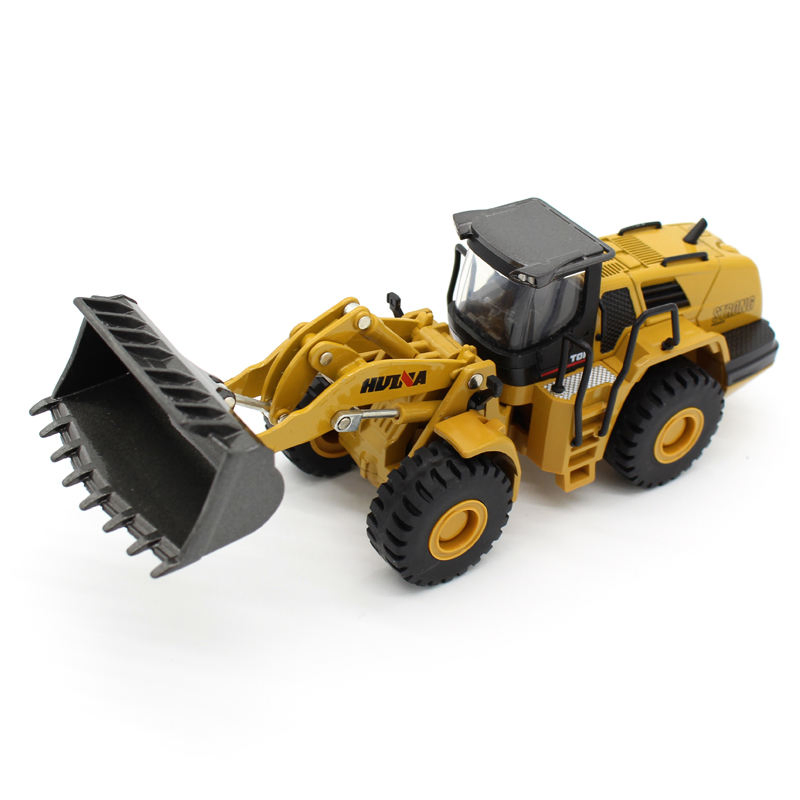 Huina 1913 1: 40 Diecast Stastic Alloy Bulldozer Truck Metal Wheel Loader Car Model Toys Children Educational Toy for Kid