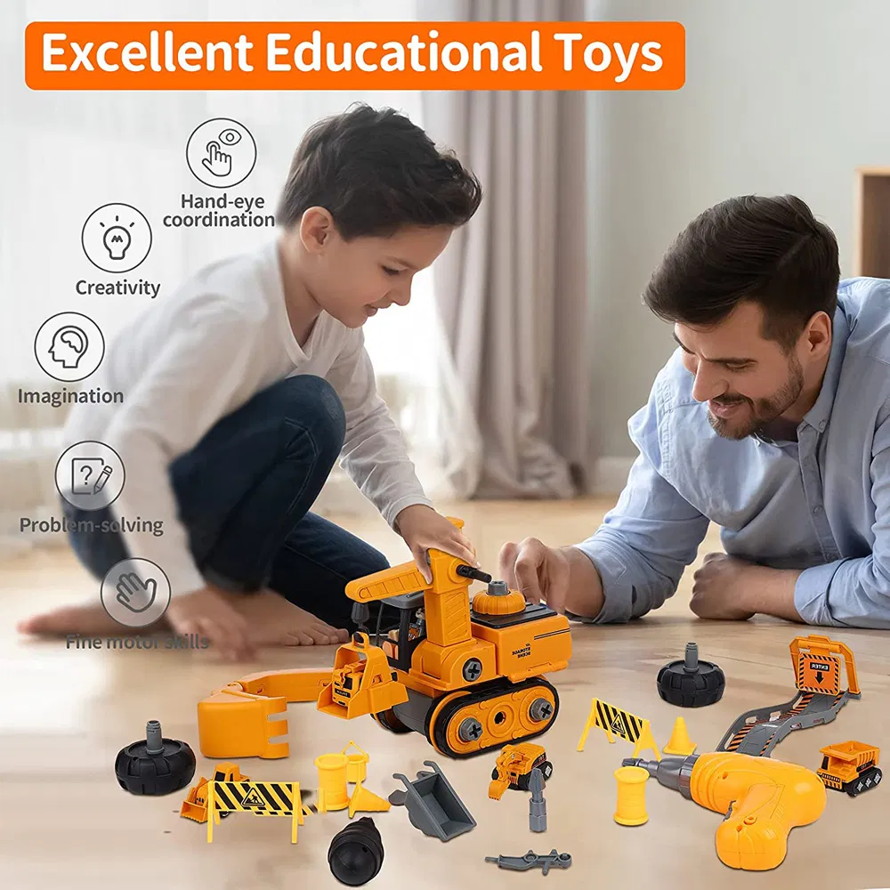 Stem Educational Building Truck Toys Gifts for Boys Girl 4 in 1 Play Trucks Set Take Apart Toy Kids DIY Building Kits Learning Engineering Play Construction Toy