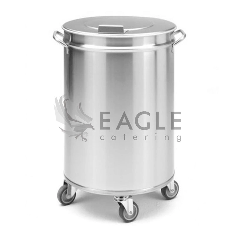 Trash Can Outdoor Indoor Garbage Enclosure with Lid Open Top Inside Cabinet Stainless Steel Industrial Waste Container, Silver