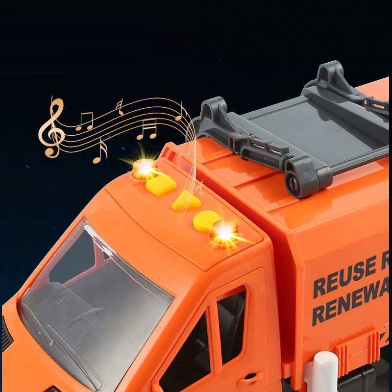 Inertia with Music Light Sanitation Trucks Toy City Truck Sanitation Toys Kids Friction Power Vehicle Gift Garbage Truck for Boy