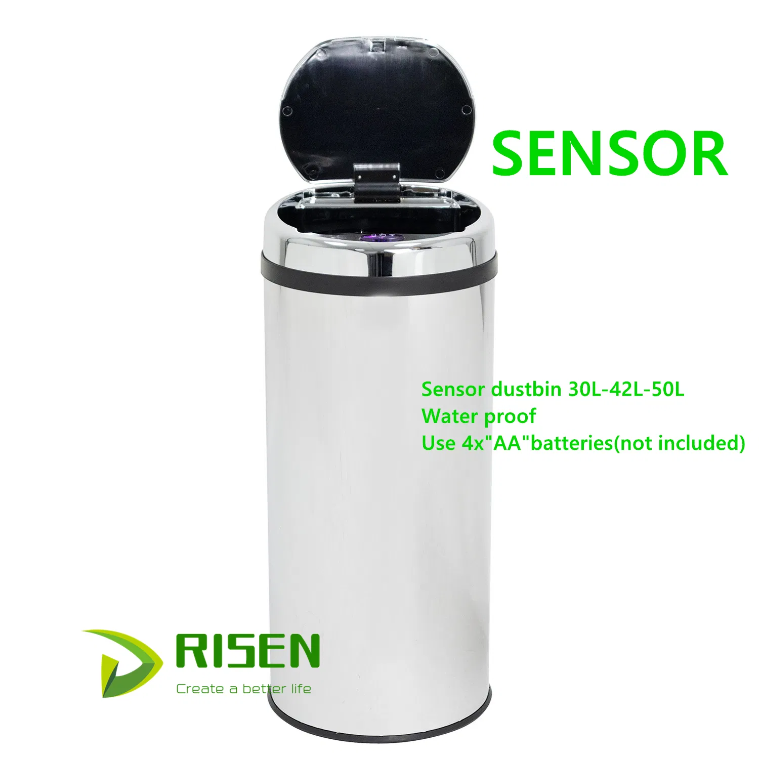 Automatic Infrared Sensor Garbage Waste Bin 30L/42L/50L Stainless Steel Lid Open Automaticly Motion Trash Can