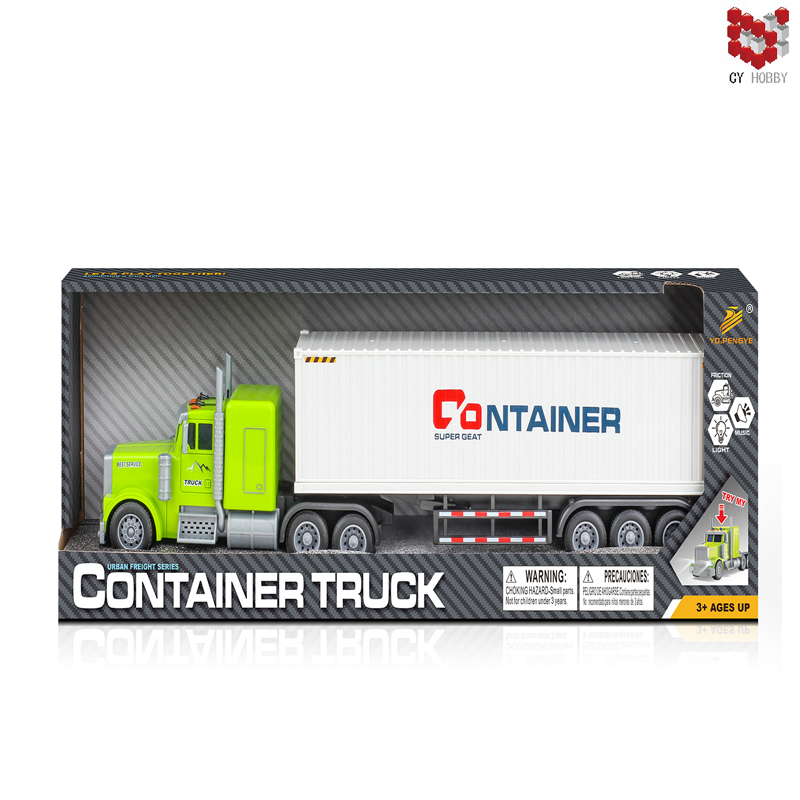 Inertial Small American Container Truck with Sound and Light Model Toys Children Toy for Kids Gift Educational Toy